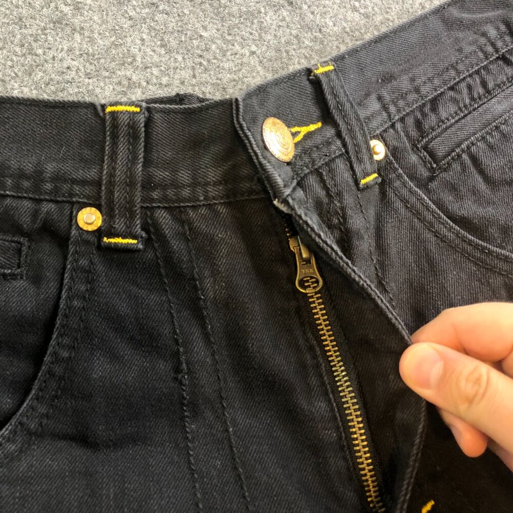 Eight 732 Jeans Mens 30x32 Black Denim Patch Y2K Skate Loose Baggy 8732 - Picture 3 of 12